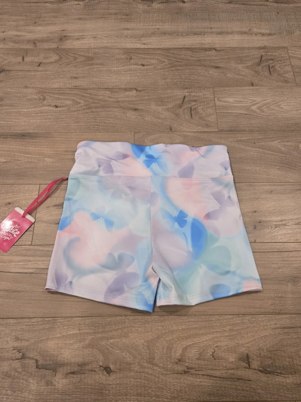NWT Justice Girls Cinch Waistband Shortie Tie Dye Pastel Butterfly Size XL 16-18
